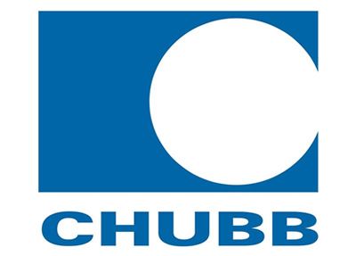 The chubb logo is a blue square with a white circle in the middle.