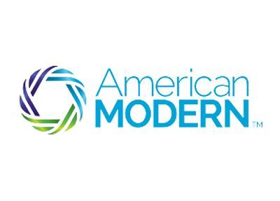 The american modern logo is blue and green with a circle in the middle.