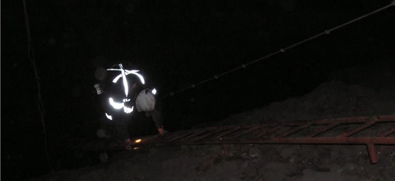 a worker climbing