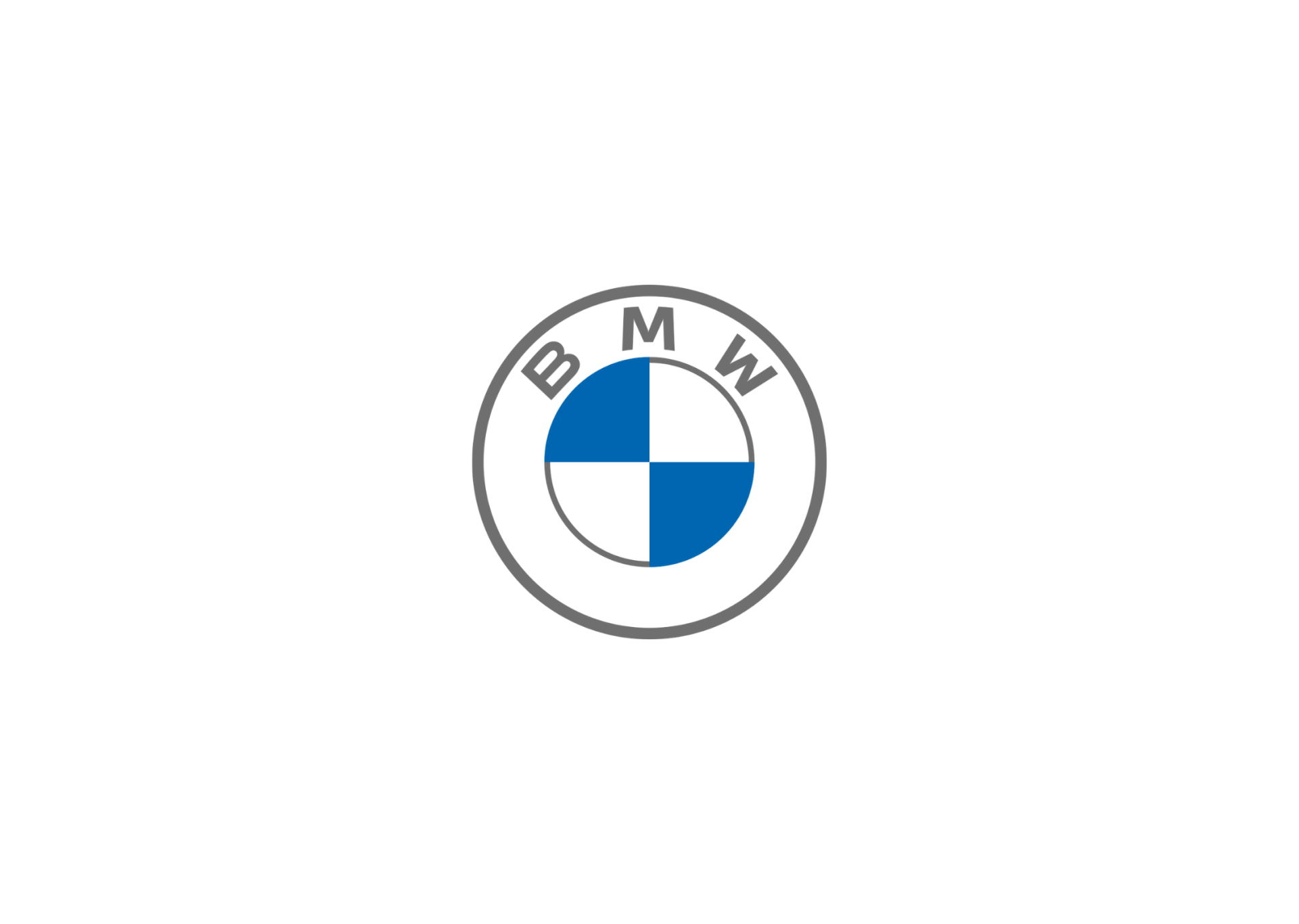 BMW logo, a circular emblem with blue and white quadrants, and the letters B, M, and W.