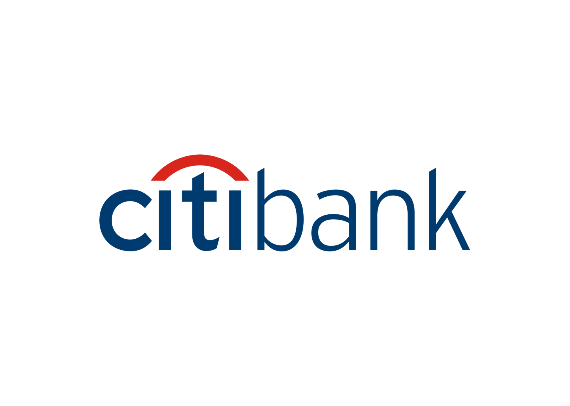 Citibank logo: dark blue text with a red arch over