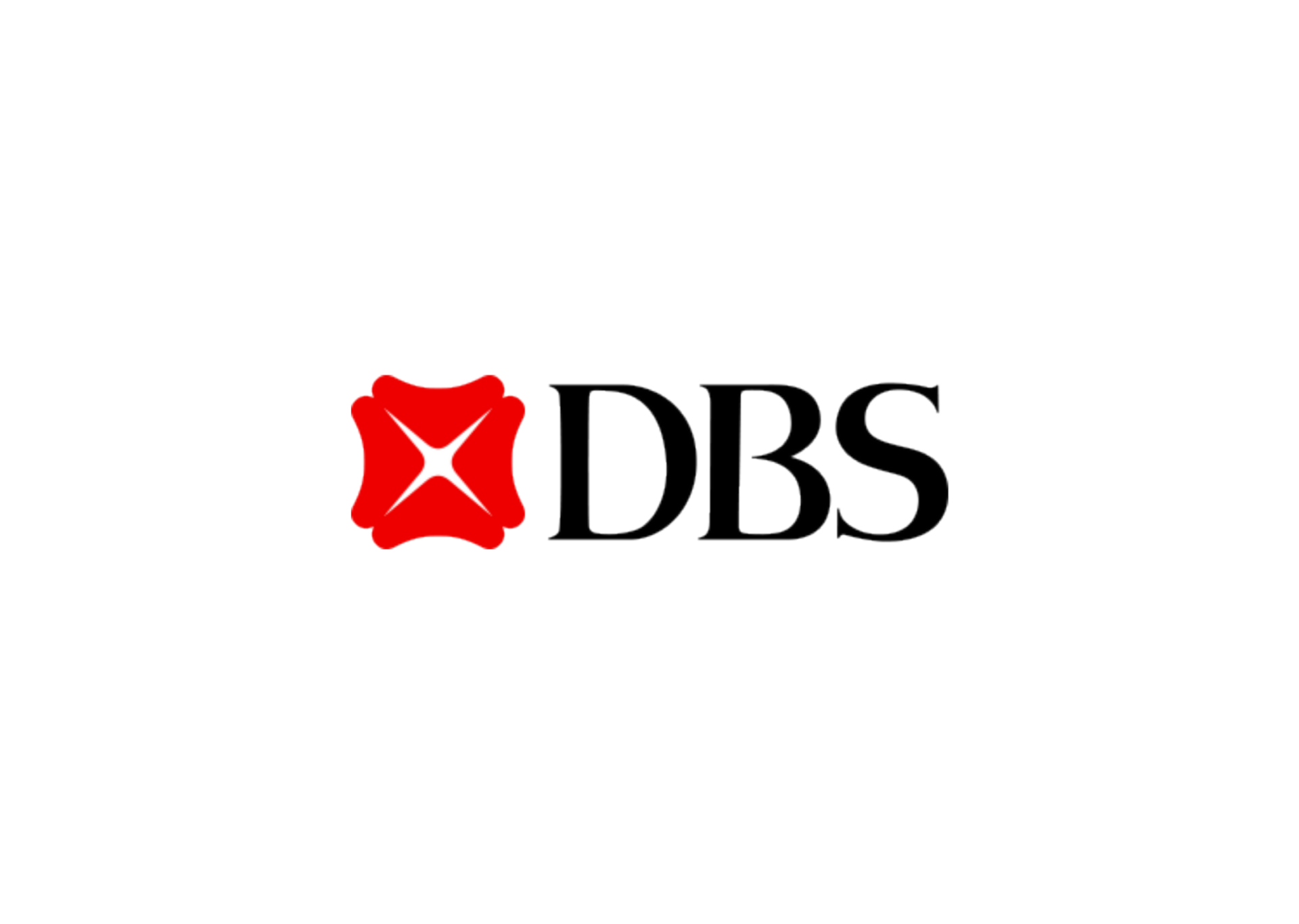 DBS logo: Red stylized flower next to black text