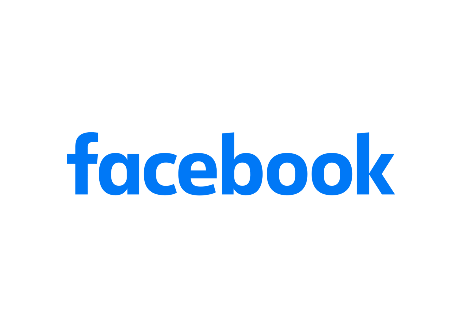 Facebook logo in blue text on a white background.