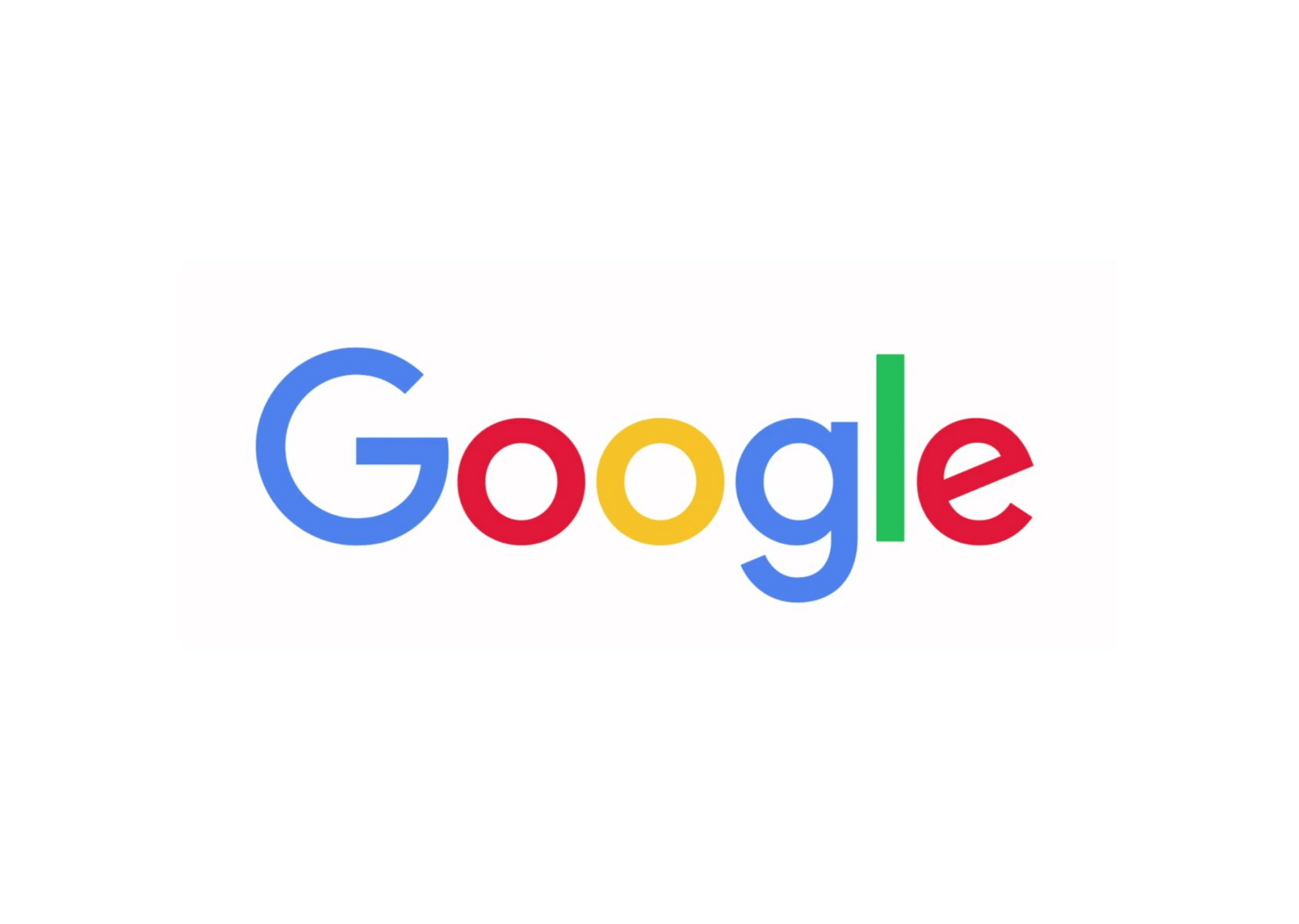 Google logo with blue, red, yellow, and green letters on a white background.