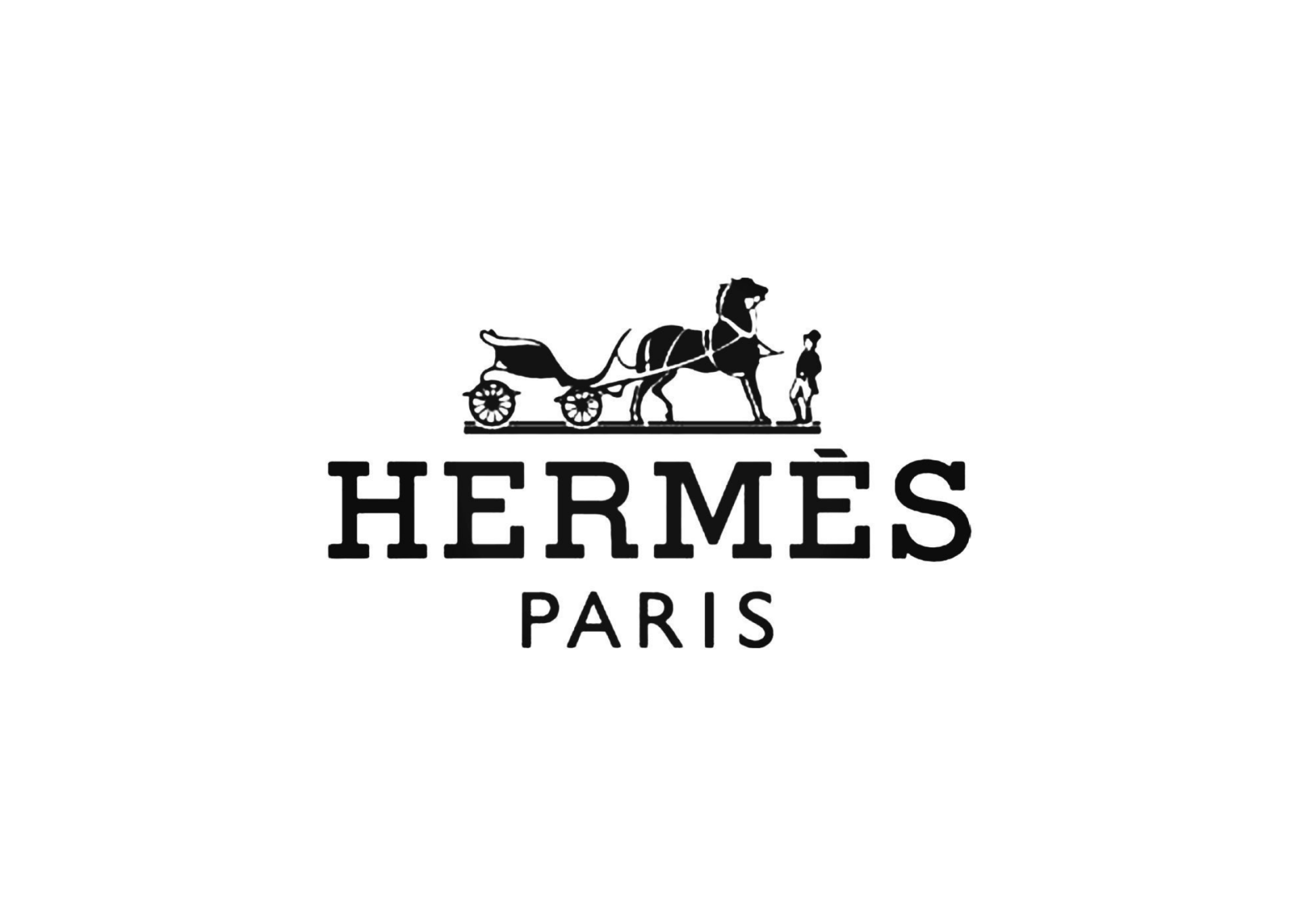 Hermès logo: horse-drawn carriage with attendant;