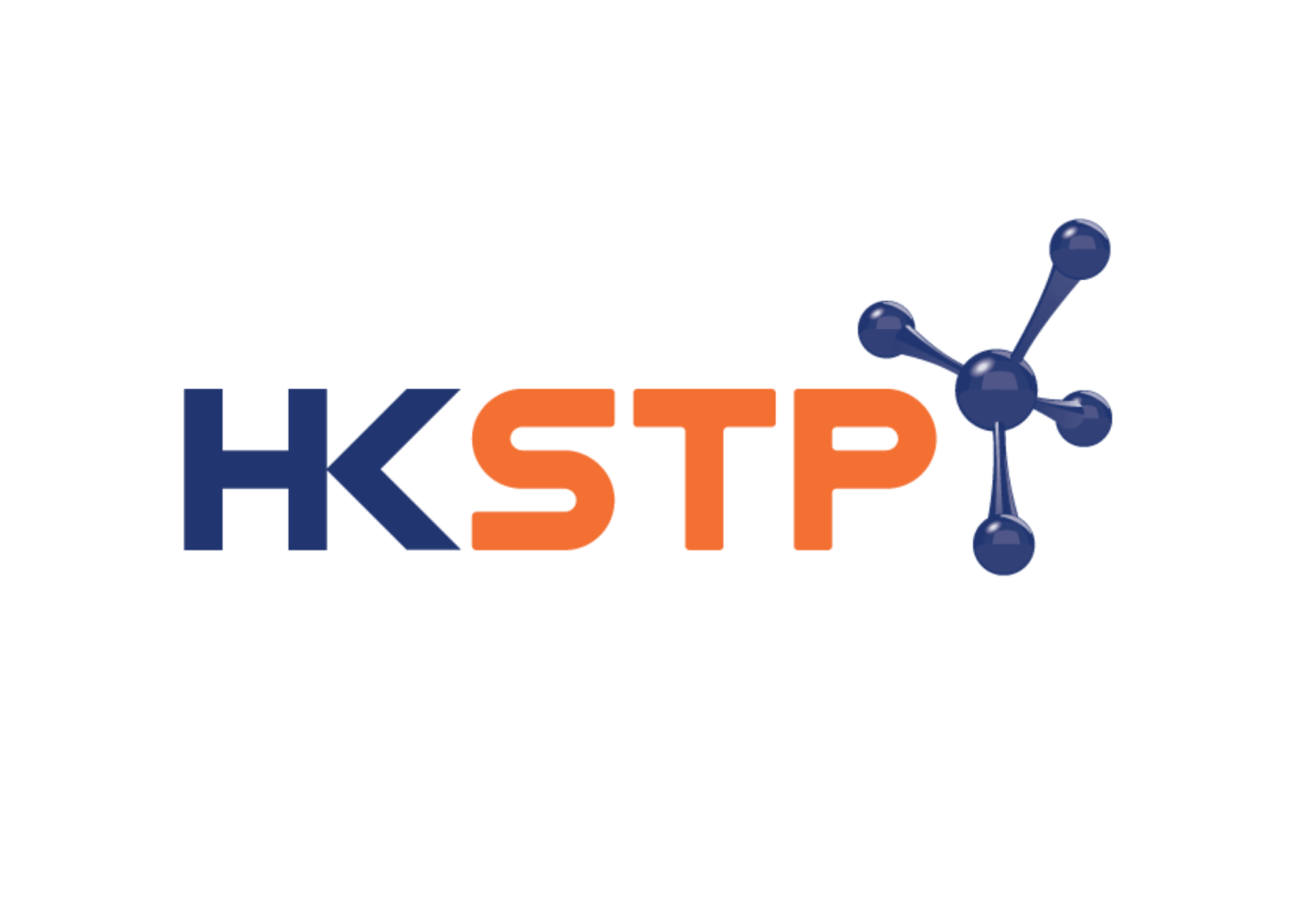 HKSTP logo: Blue and orange text with a molecule graphic.