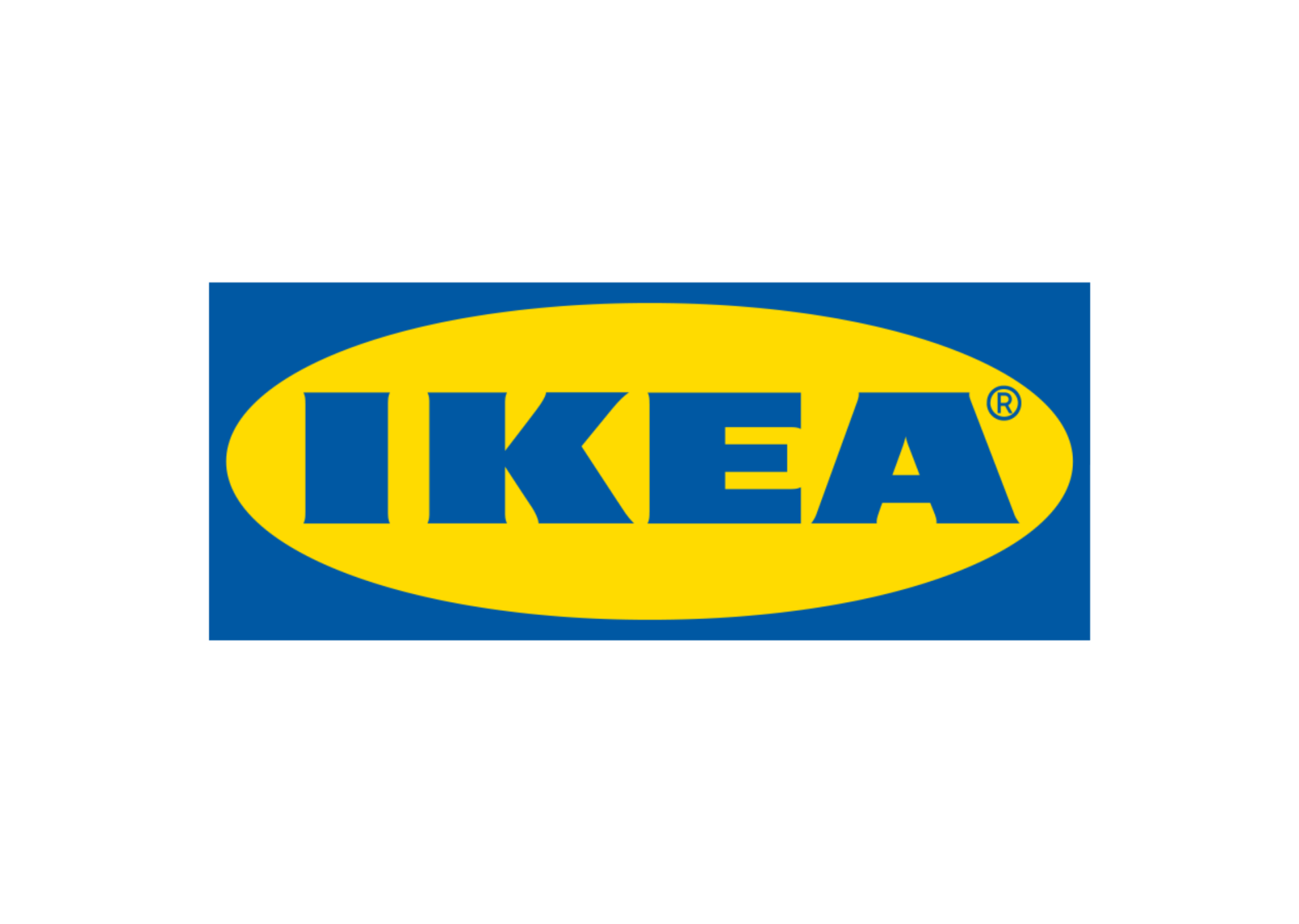 IKEA logo: Blue rectangle with yellow oval containing blue