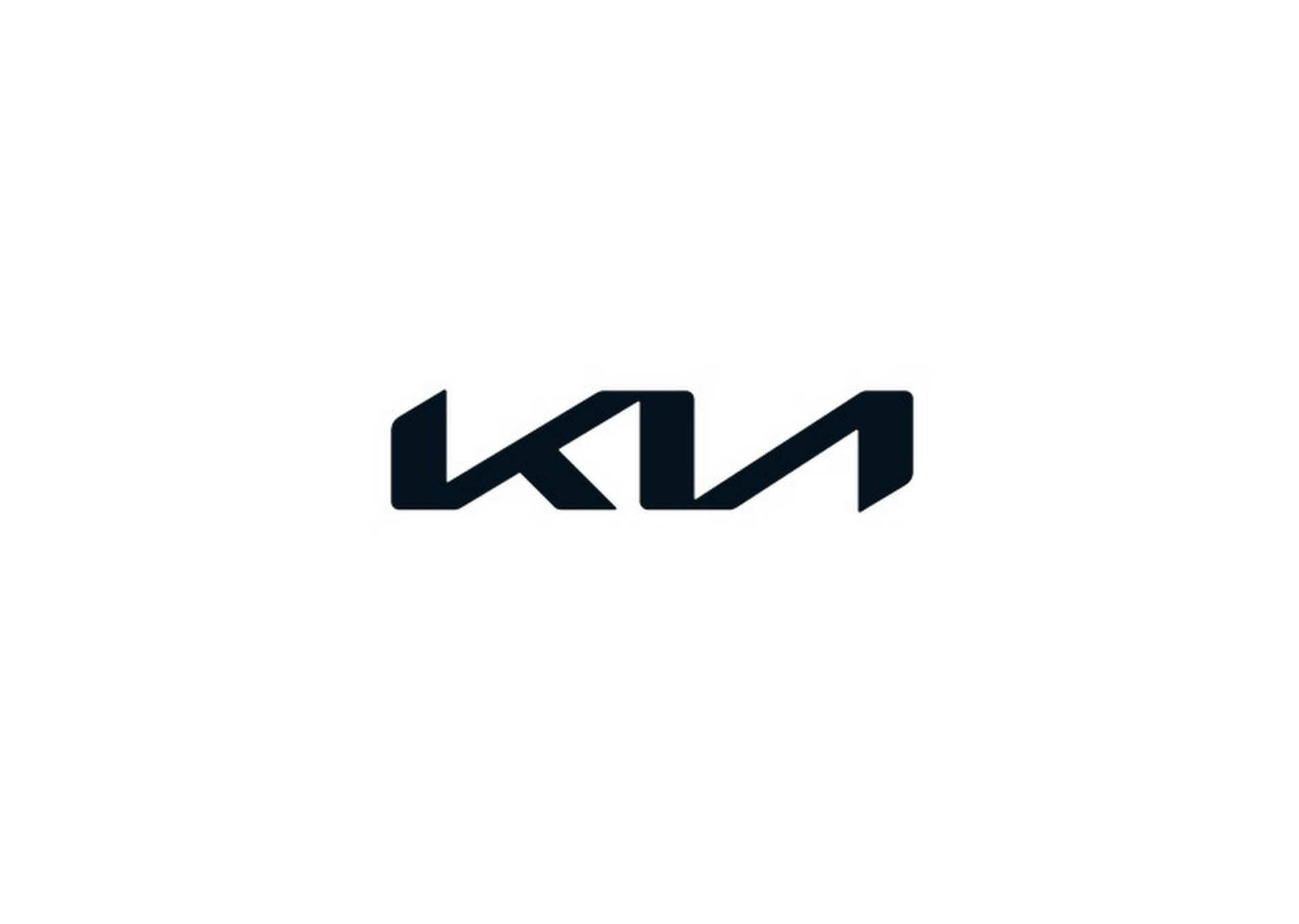 Black Kia logo on a white background. The logo consists of two connected stylized letters,