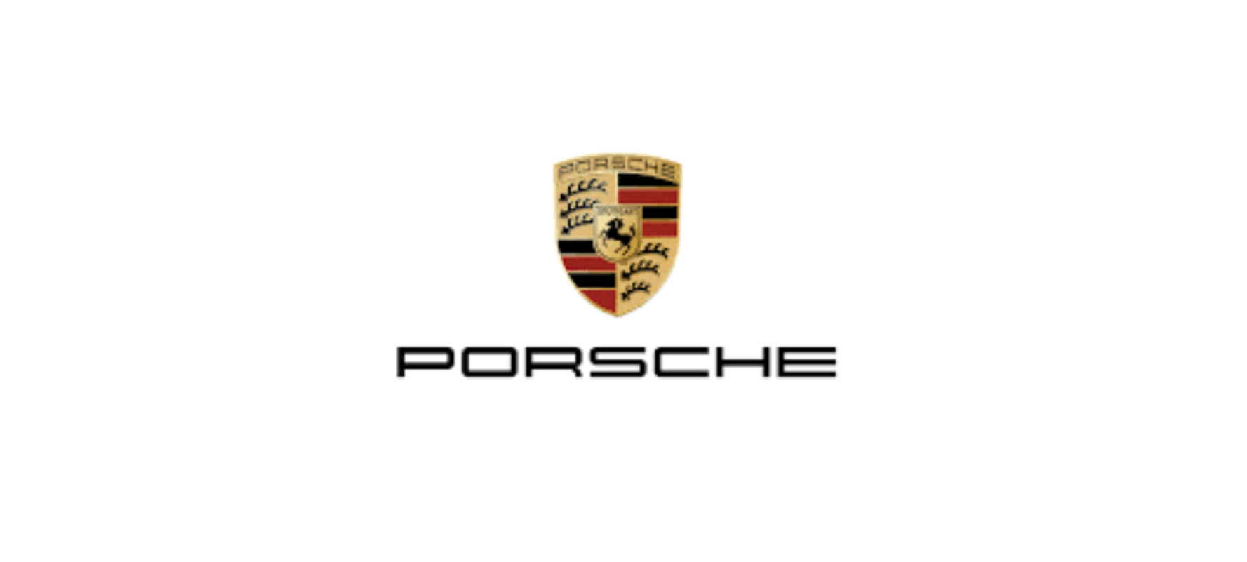 Porsche logo with a crest above the word