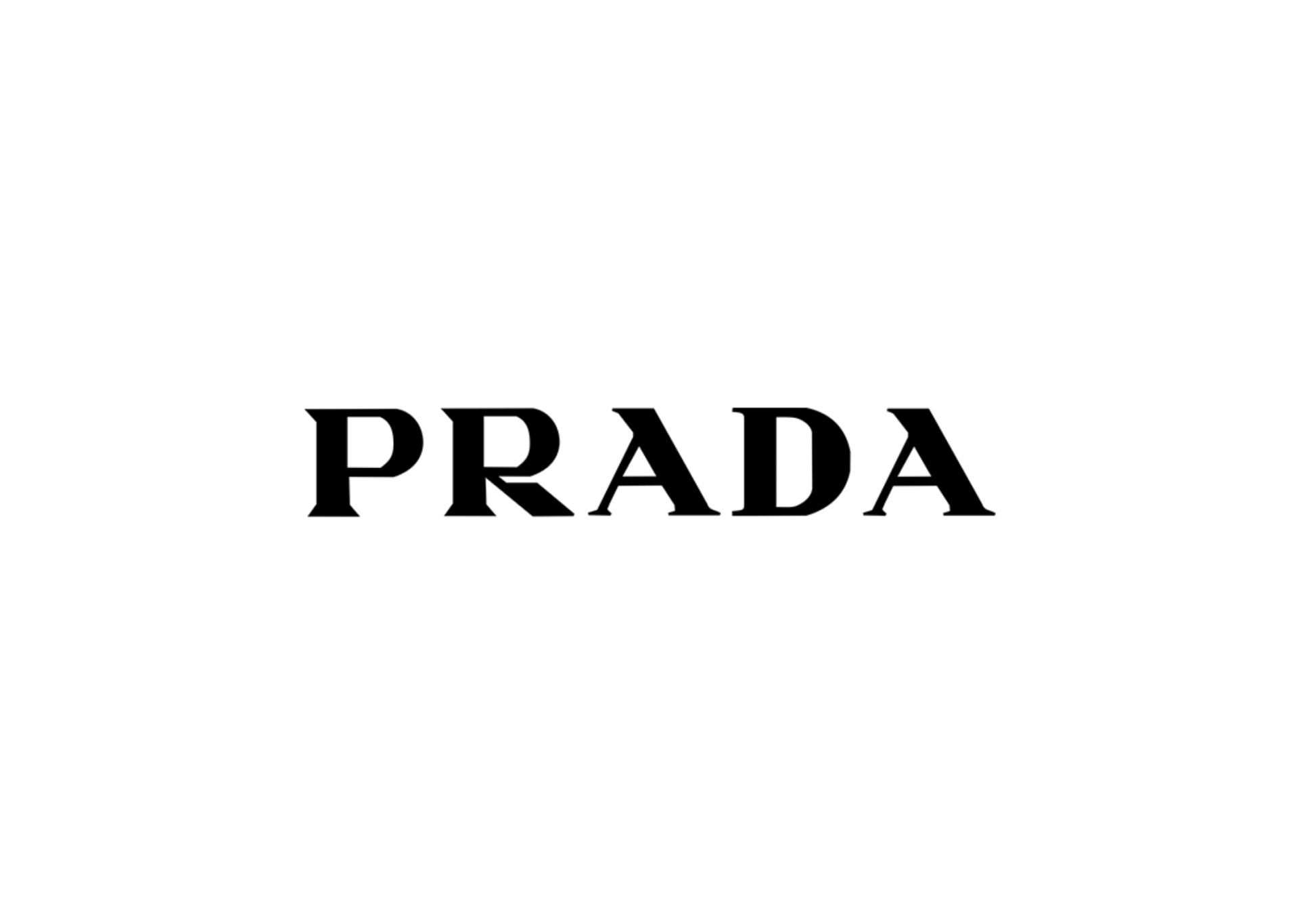 PRADA logo in black text on a white background.