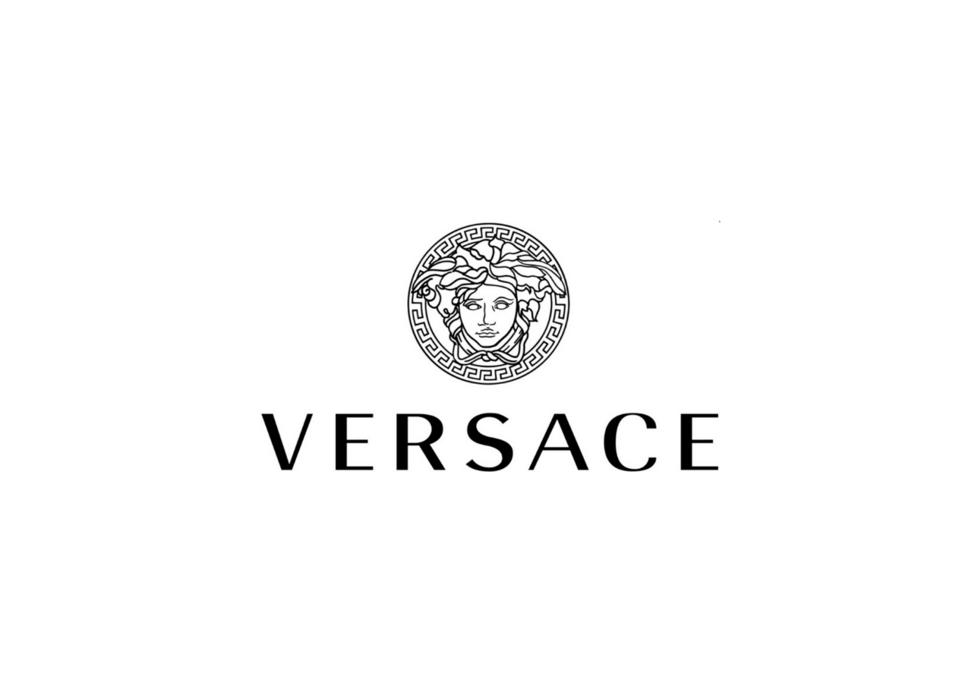 Versace logo with Medusa head icon and brand name.
