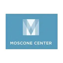 Moscone center logo on a blue background