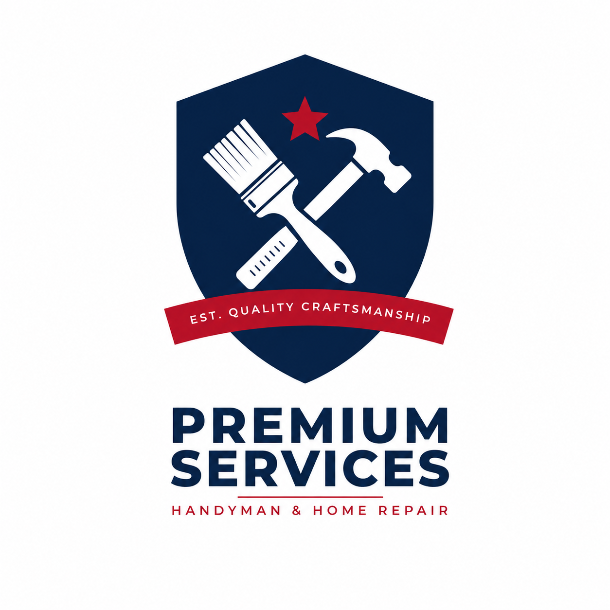 Premium Services logo with crossed wrench and screwdriver in navy, red, and white