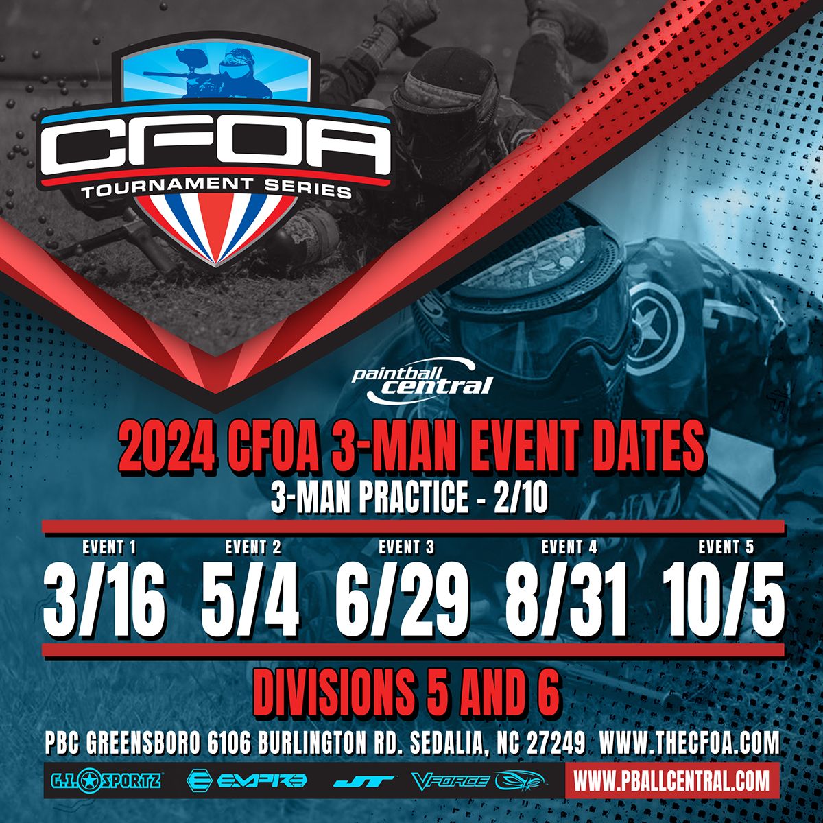3 Man Series CFOA Paintball Tournament Series