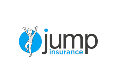 Jump insurance logo with a blue circle and a white figure jumping beside gray and blue text.