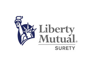 Liberty Mutual Surety logo with the Statue of Liberty torch icon in blue and gray text
