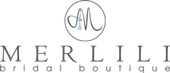 Merlili bridal boutique logo with a dress icon inside a circle.