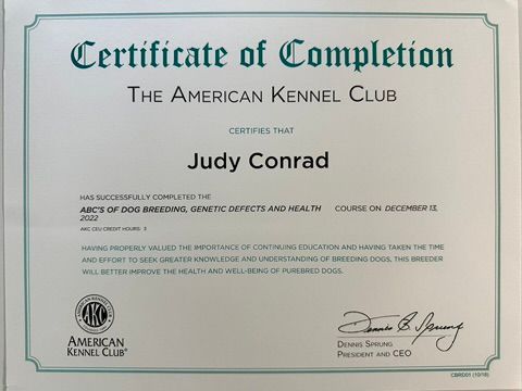Certificates of training for Spartan Rottweilers