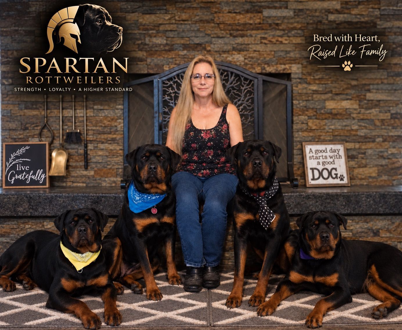 Judy Conrad with Spartan Rottweilers