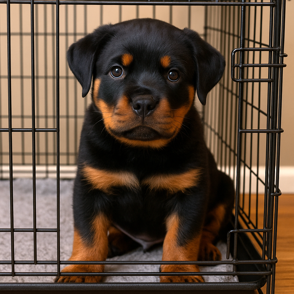 Puppy in crate
