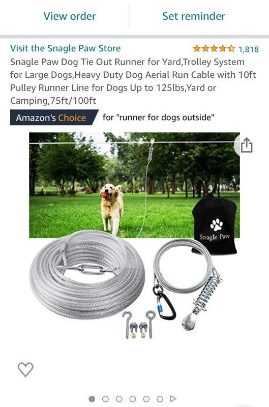 Tree to tree dog cable for large dogs