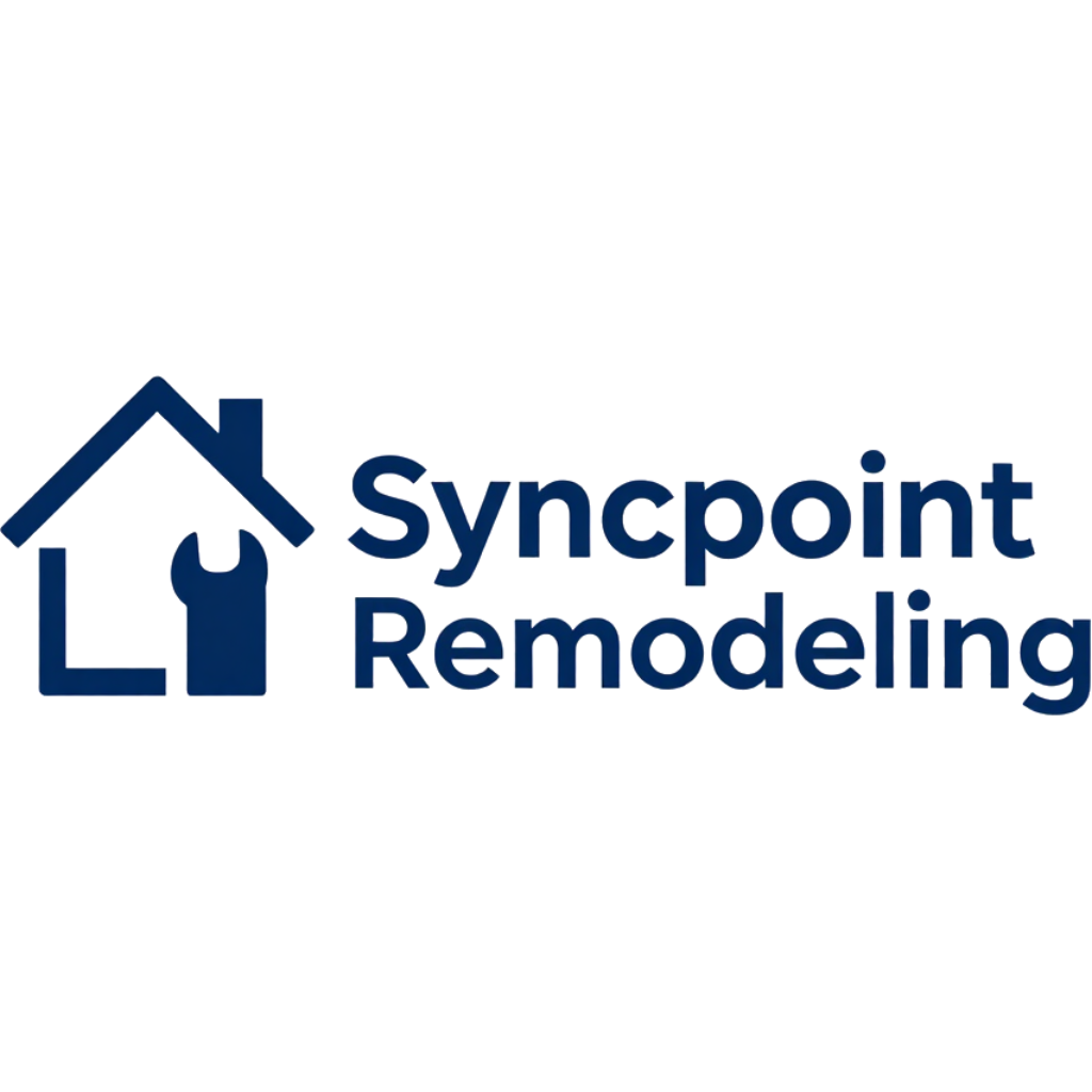 Blue house-and-tools logo with “Syncpoint Remodeling” text