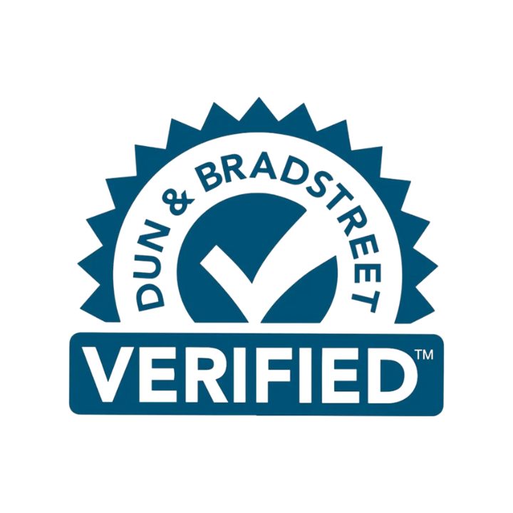 Dun & Bradstreet Verified seal in blue, featuring a checkmark and the word