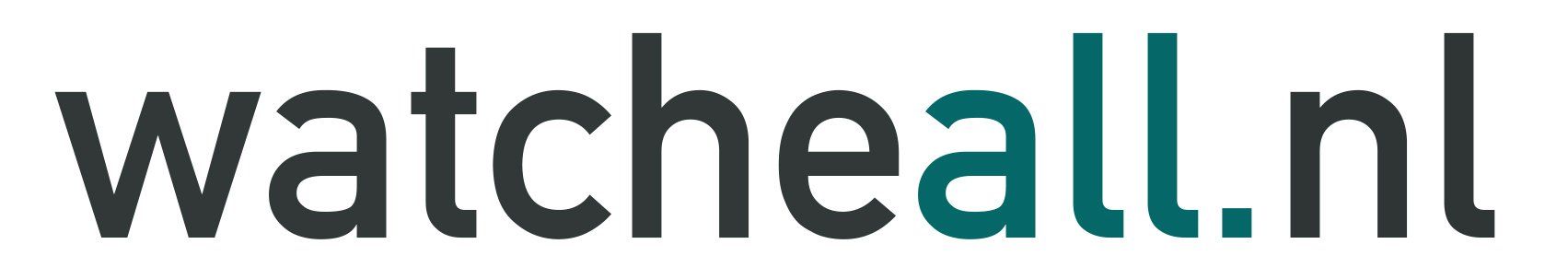 Het websiteadres Watcheall.nl staat in donkergrijze tekst, 