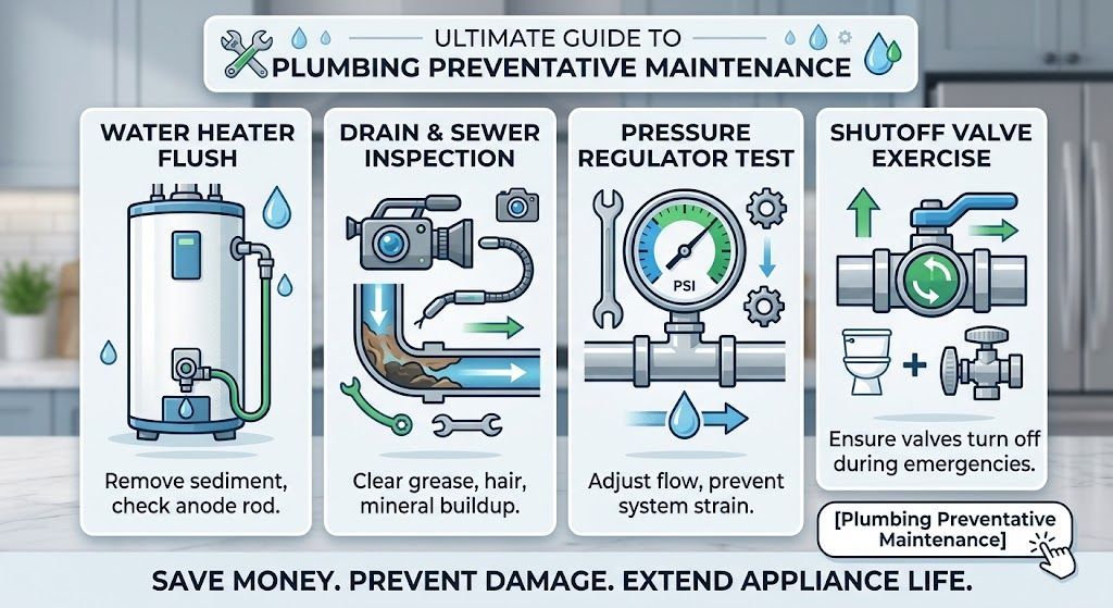 Professional plumber inspecting home water pipe pressure gauge for preventative maintenance