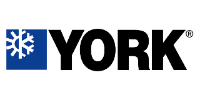York logo with a snowflake design on a blue square and the word "YORK" in black.