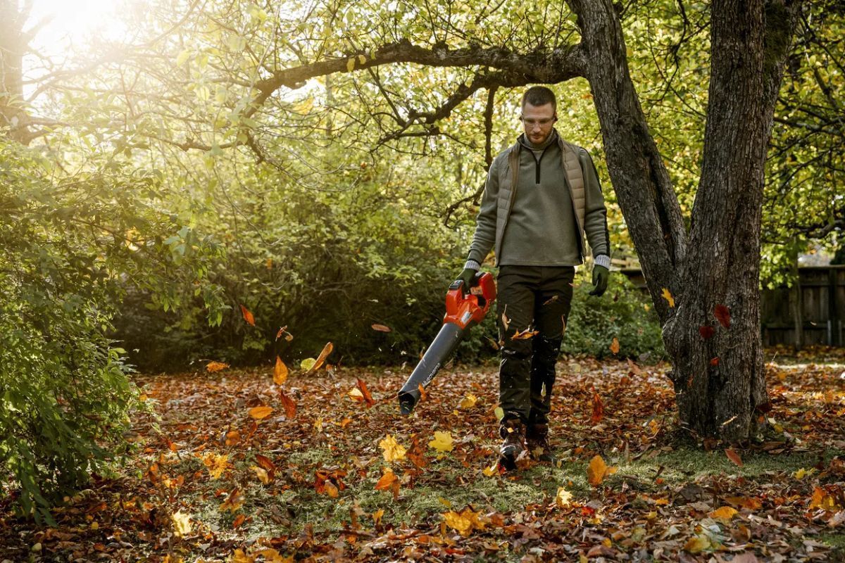 Man Using a Leaf Blower — Tuggerah Outdoor Power in Tuggerah, NSW