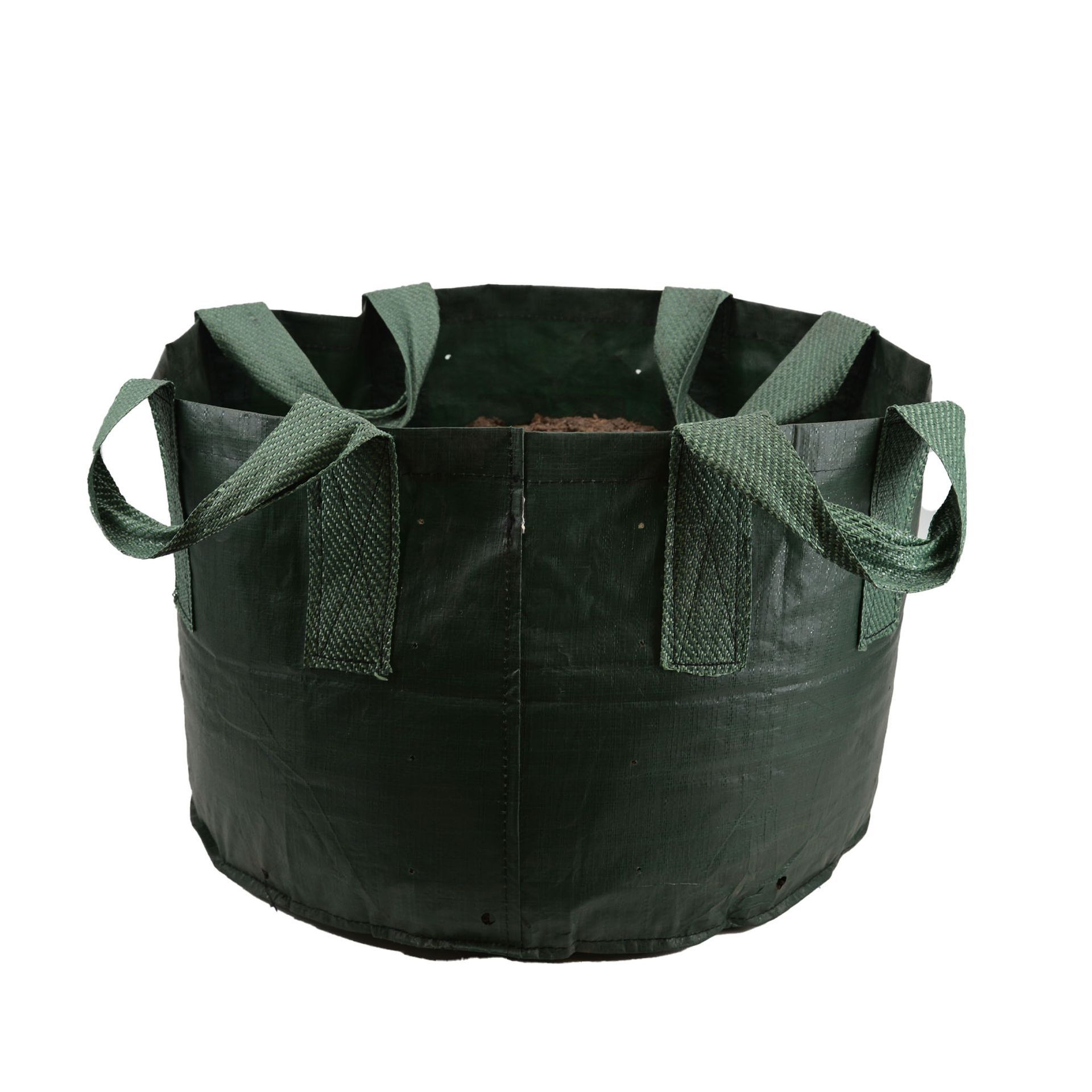A fanntum container for holding plants as they grow in the ground.