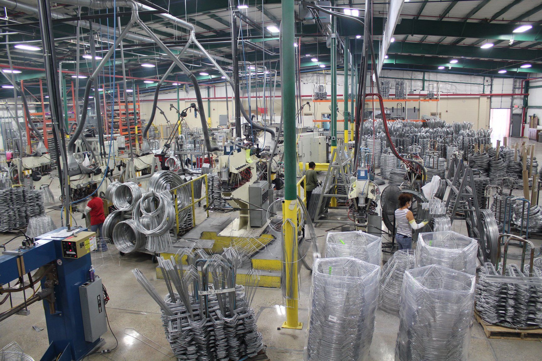 A factory producing wire baskets.