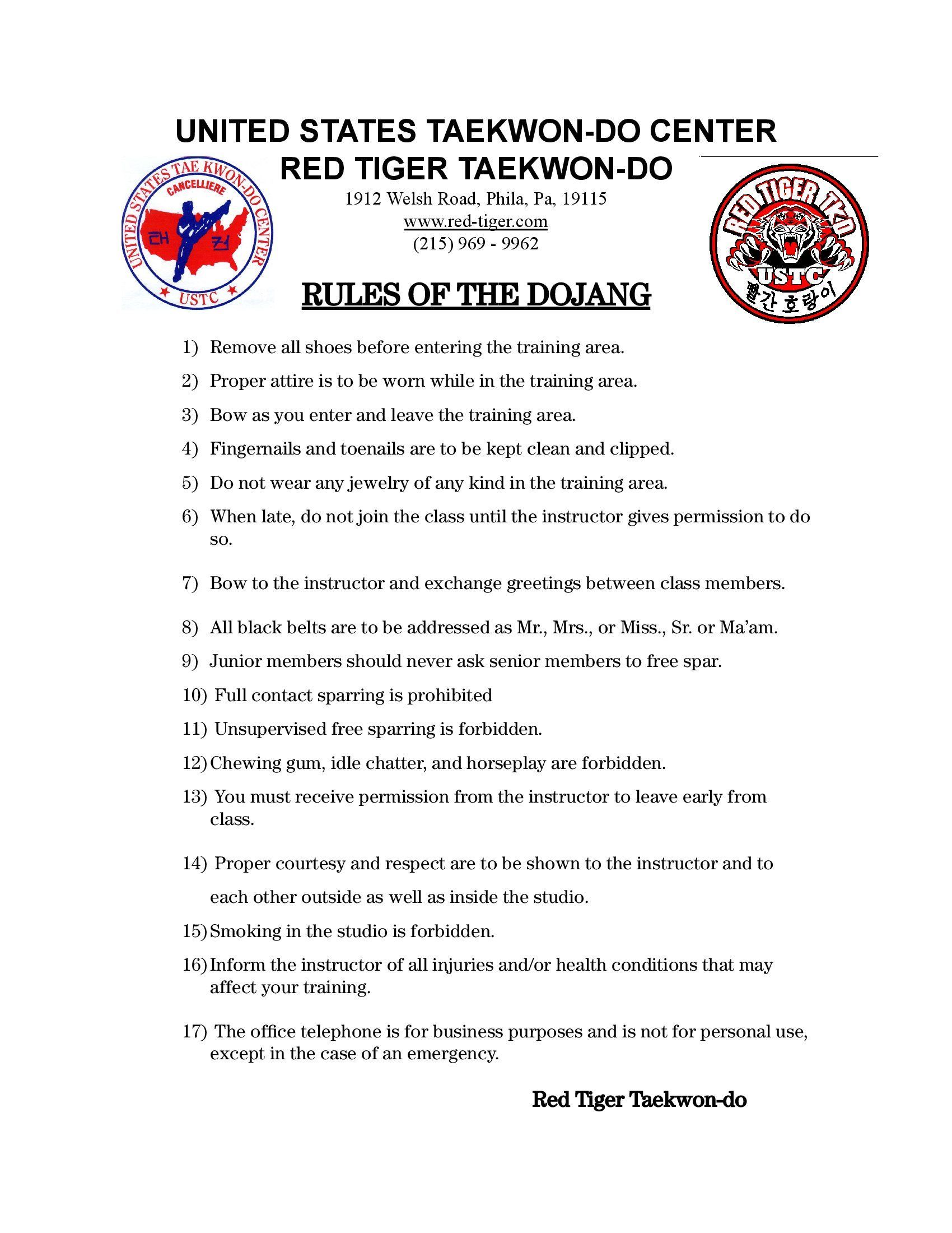 Taekwondo belt certificate with United States Taekwon-Do Center logo and multiple text lines