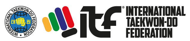 International Taekwon-Do Federation logo with multicolored stripes and black “itf” text