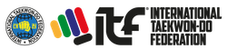 International Taekwon-Do Federation logo with multicolored stripes and black “itf” text