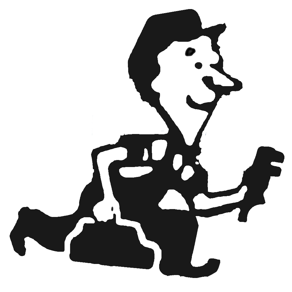 A drawing of a man running with a toolbox A drawing of a man running with a toolbox