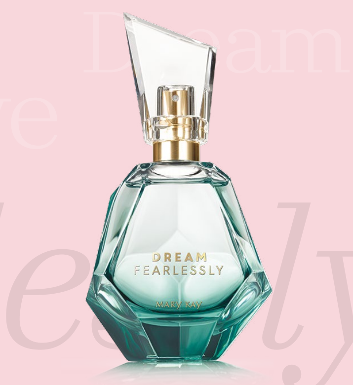 Frasco de perfume color verde azulado con corte de diamante, tapón dorado.