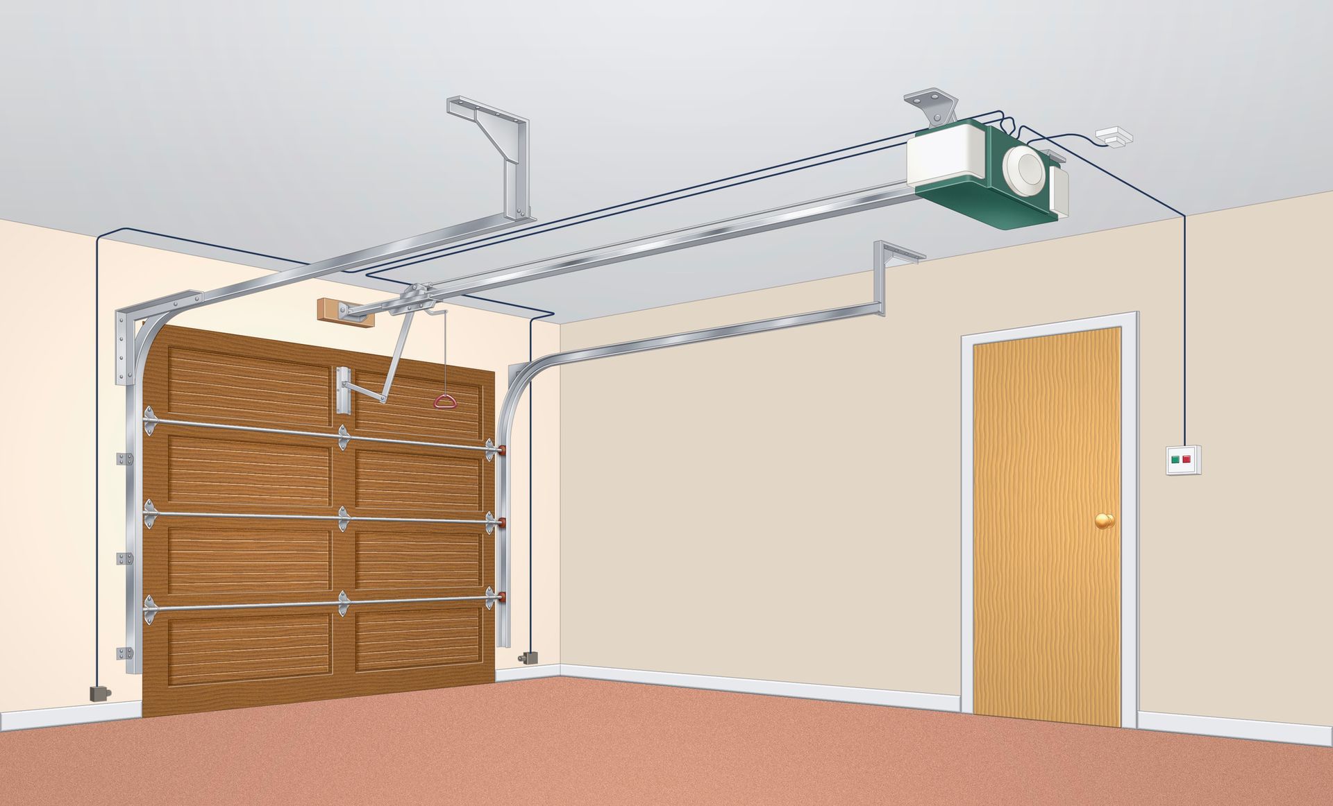 Illustration of a garage door, emphasizing garage door opener repair in Columbia County, SC.