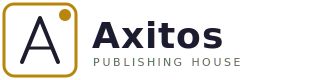 Axitos logo in white serif text on black with an orange underline and dot