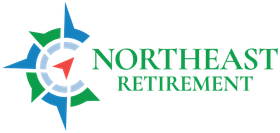 A logo for northeast retirement with a compass in the center.