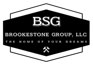 Black-and-white logo for Brookestone Group, LLC with &ldquo;BSG&rdquo; and crossed tools, &ldquo;The Home of Your Dreams&rdquo; underneath