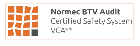Een logo voor het Normec BTV Audit gecertificeerde veiligheidssysteem