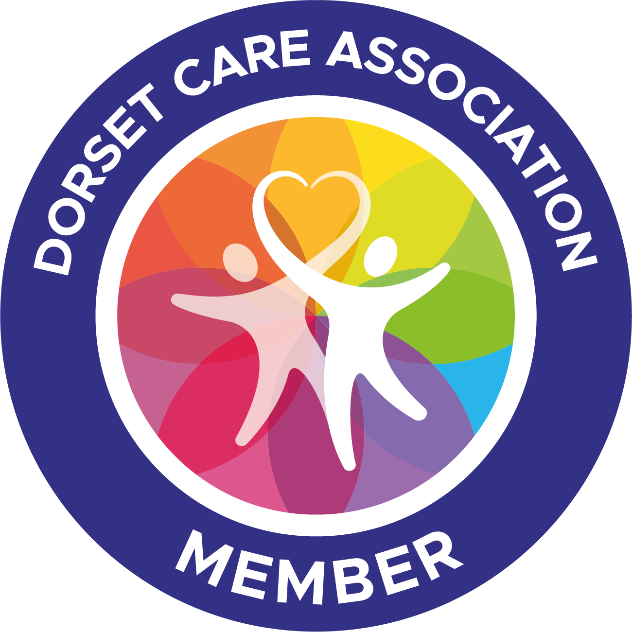 Dorset Care Association Member logo with colorful circle and white figures holding a heart