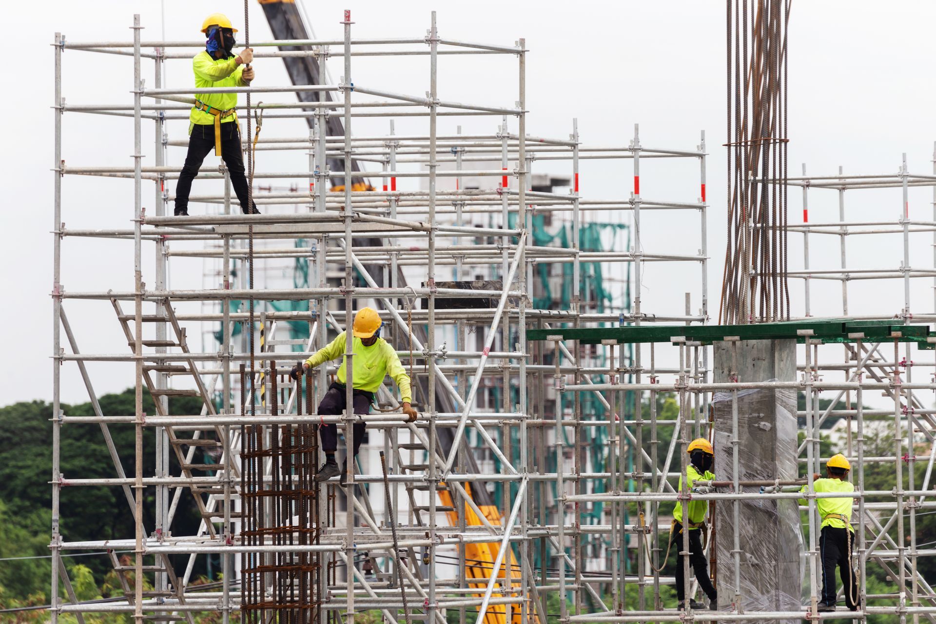 Couple of workers on a scaffold