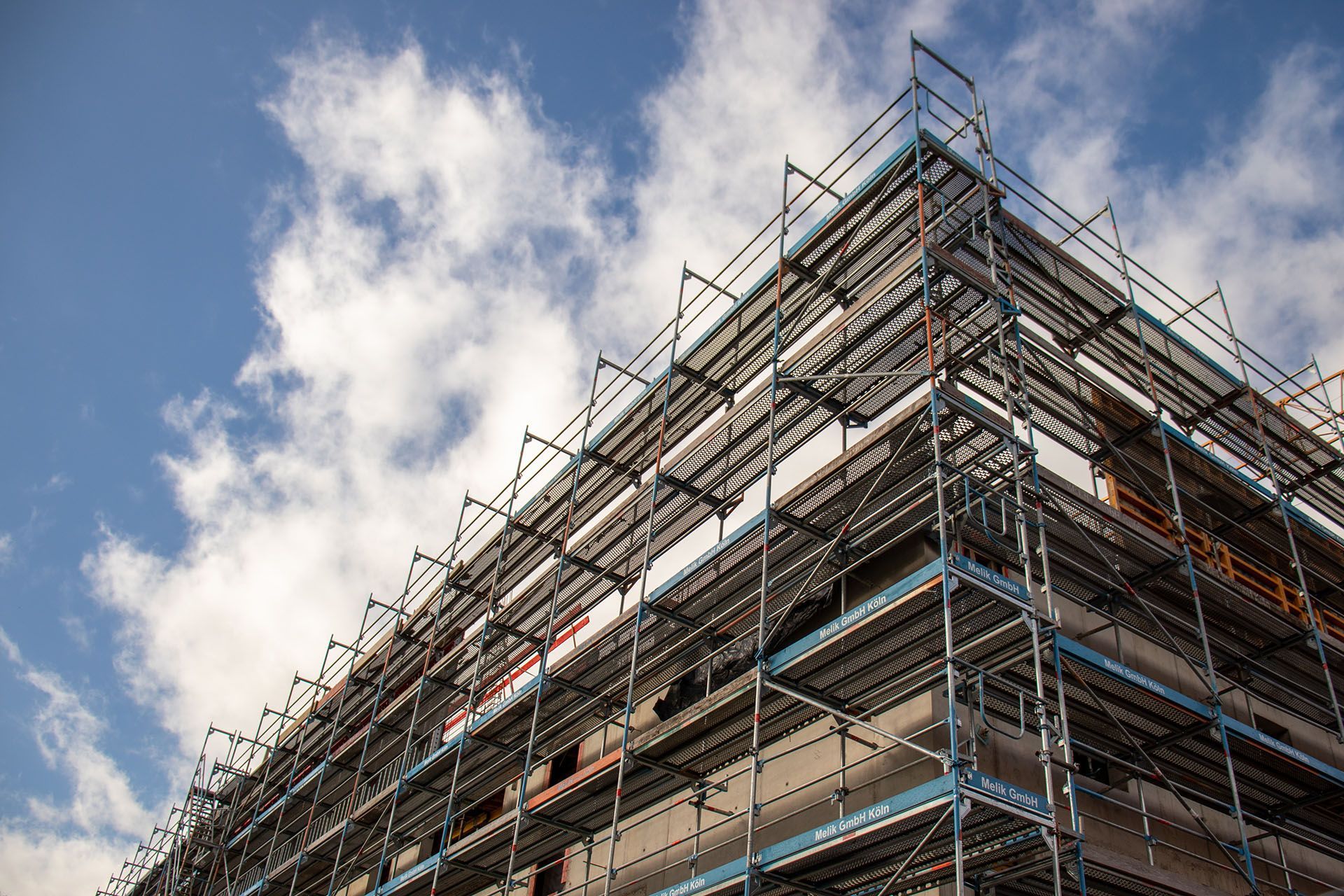 construction project with scaffolding