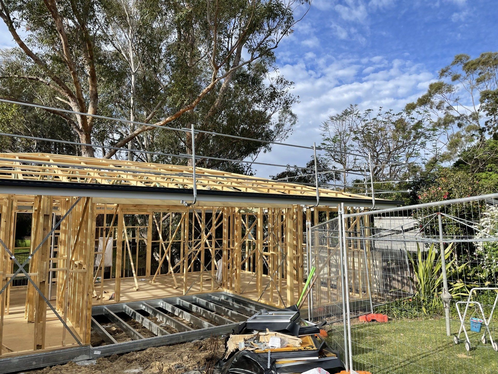 a roof safety system on a home construction project