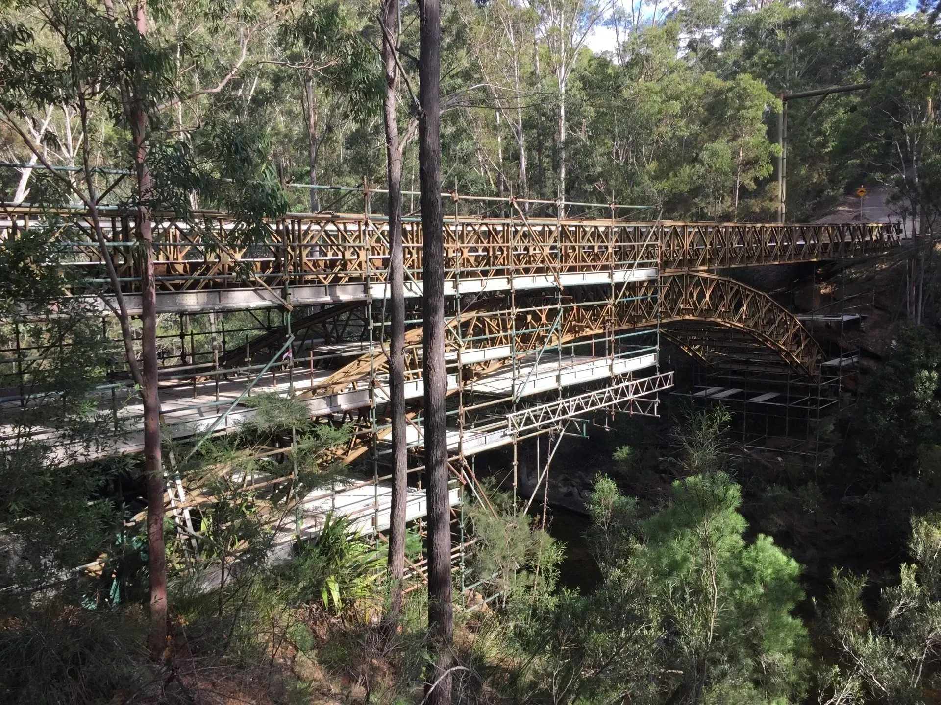 huge scaffolding for a bridge