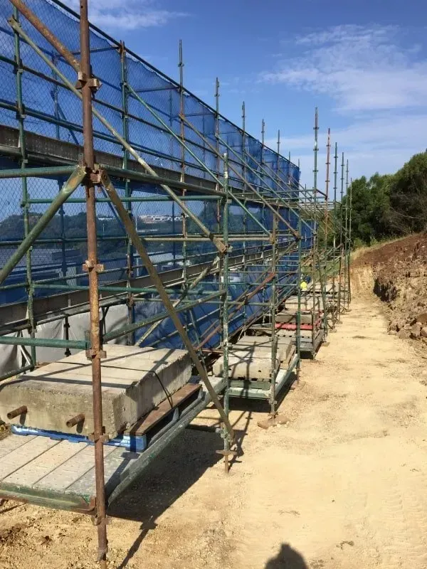 scaffolding on the ground