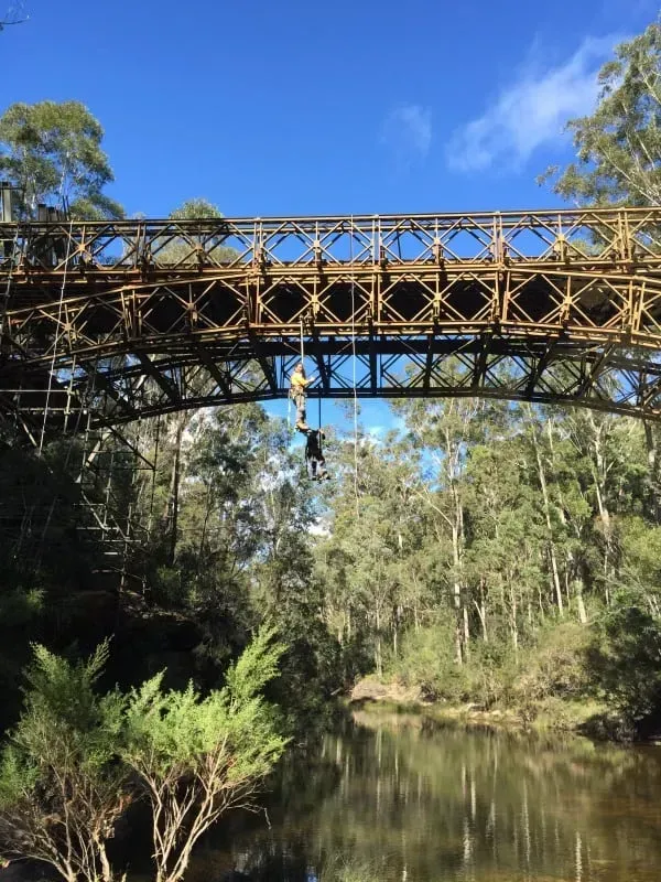 a bridge construction project with scaffolding
